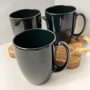 3 Black‎ Corelle Coordinates Stoneware Coffee Mugs